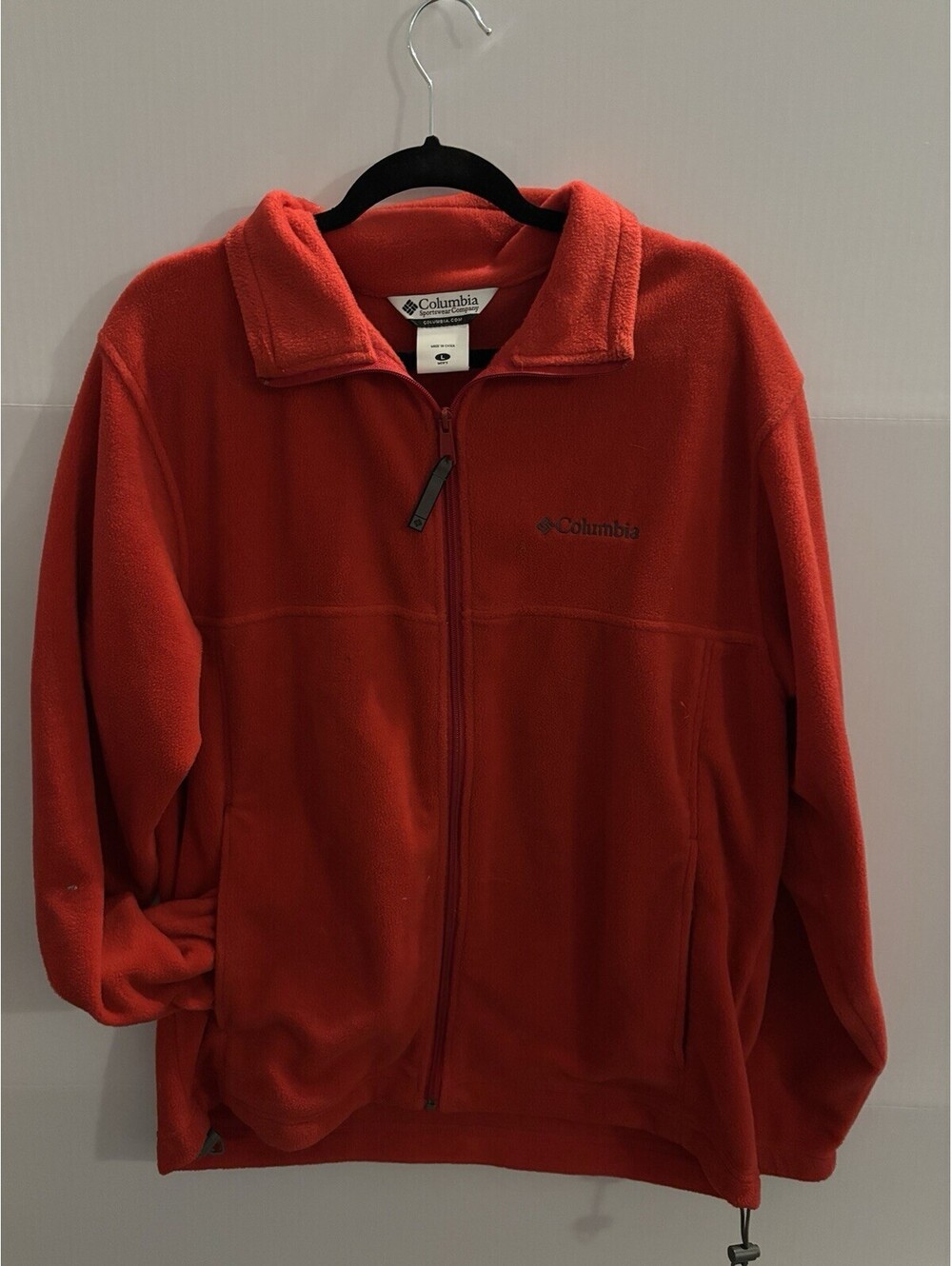 Columbia Men's Red Full Zip Fleece Jacket Stand-Up Collar Size L